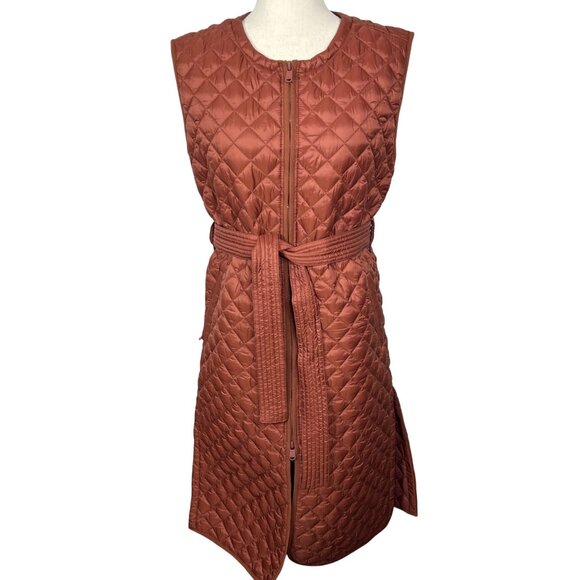 ATHLETA Whisper Featherless Long Puffer Vest Mahogany Brown Size S #599504 - Picture 1 of 6
